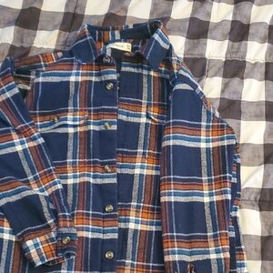 Abercrombie Kids Blue and Orange Plaid Button Down Shirt